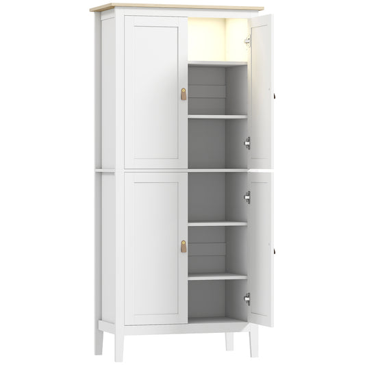 Photo of HOMCOM 176.5 cm Tall Pantry Cupboard with Motion Sensor LED Light - White in White colour on a white background