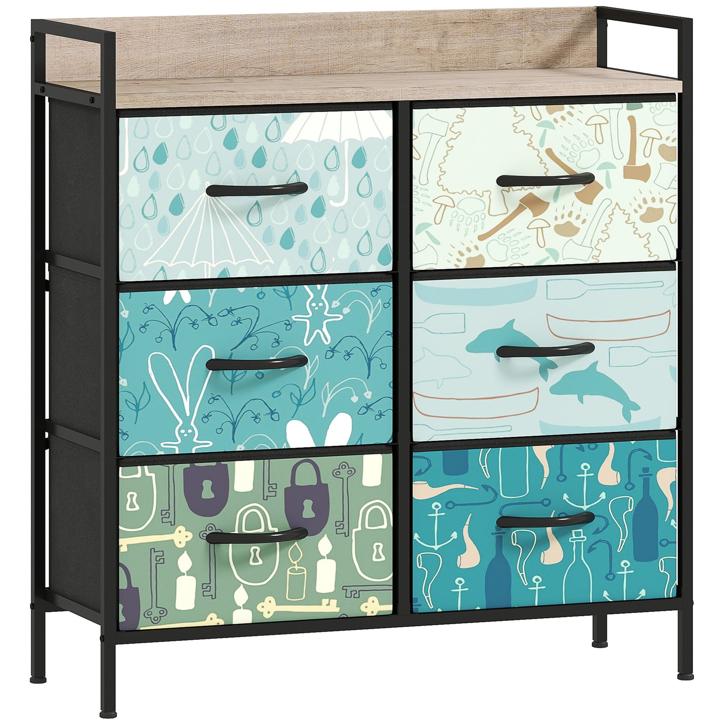 Photo of HOMCOM 6-Drawer Chest of Drawers - Blue in Blue colour on a white background
