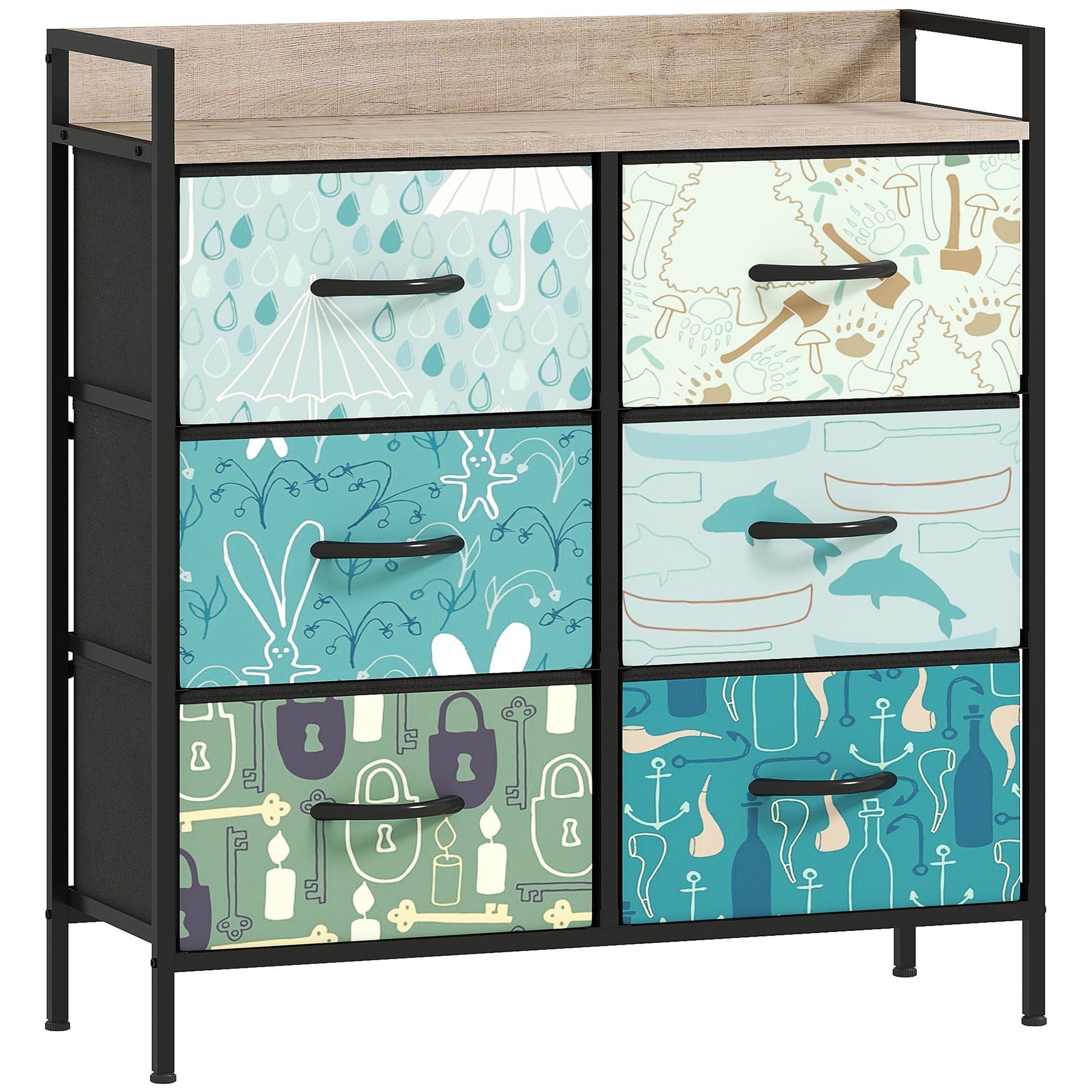 Photo of HOMCOM 6-Drawer Chest of Drawers - Blue in Blue colour on a white background