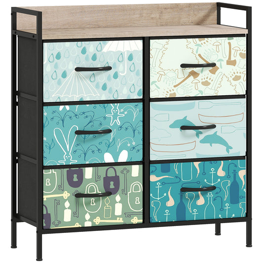 Photo of HOMCOM 6-Drawer Chest of Drawers - Blue in Blue colour on a white background