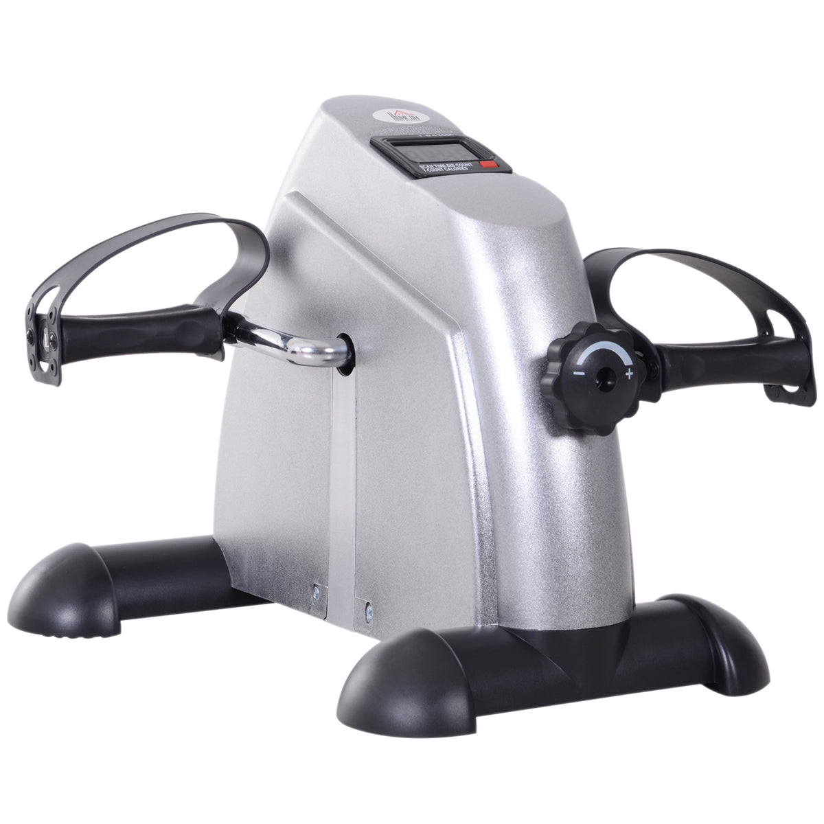 Photo of HOMCOM Mini Exercise Bike, Portable Pedal Exerciser, Under Desk Bike with LCD Display for Legs and Arms Training, Silver Tone in Tone colour on a white background
