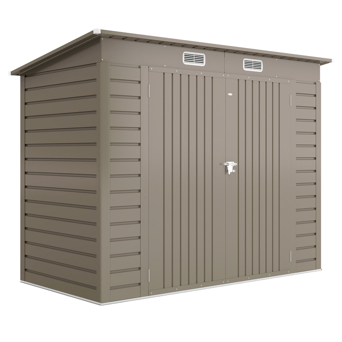 Photo of Outsunny 3.7 x 7.9ft Galvanised Steel Shed, with Latched Door and Padlock - Light Grey in Grey colour on a white background