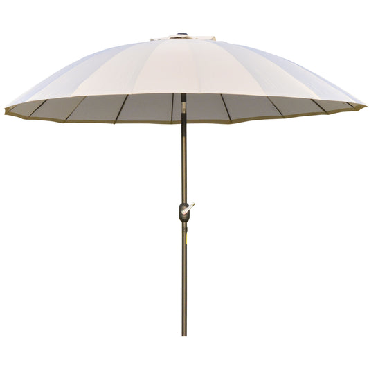 Photo of Outsunny 2.5m Shanghai Garden Parasol Umbrella with Crank & Tilt, Adjustable Outdoor Sun Shade, Off-White in Off-White colour on a white background