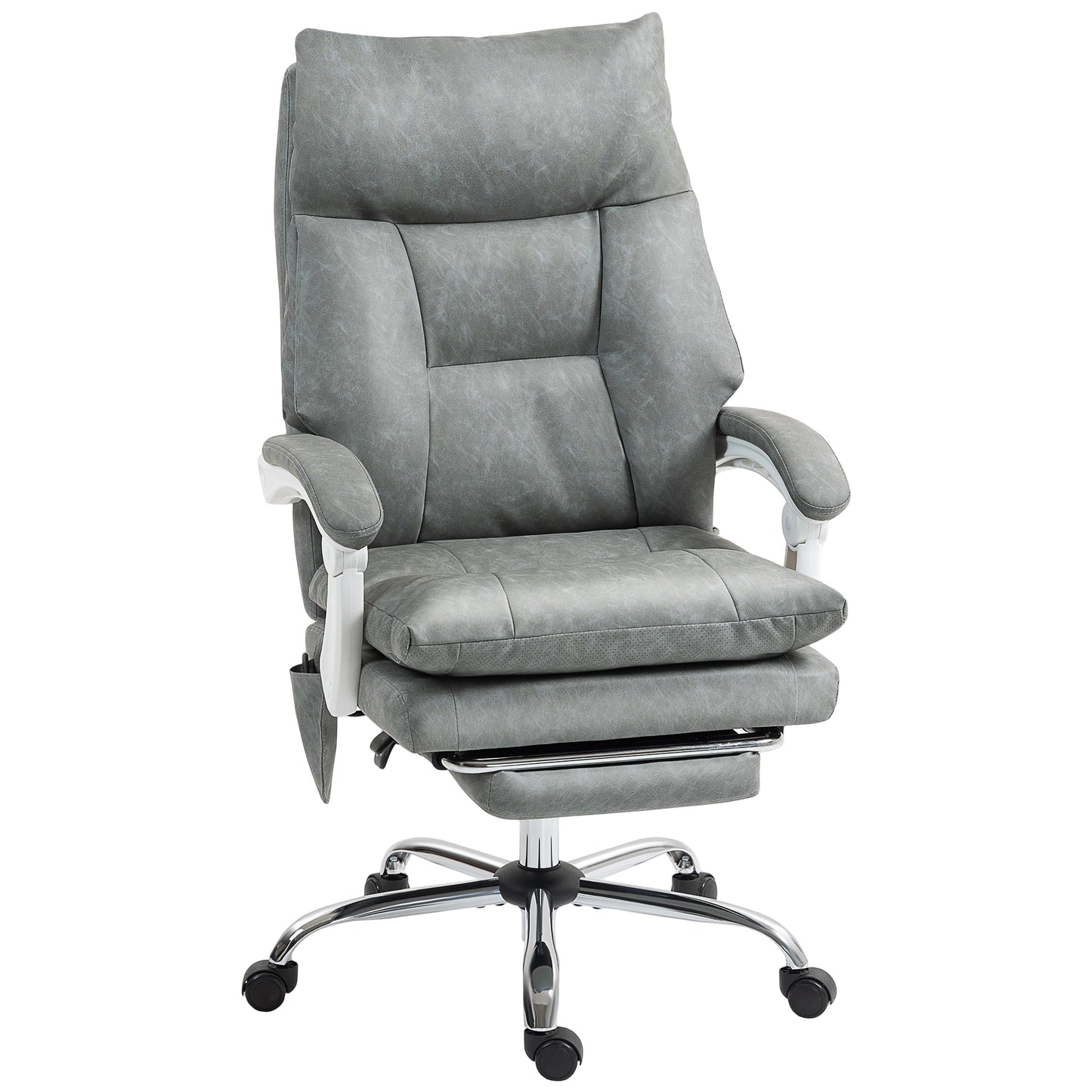 Photo of HOMCOM Faux Leather Office Chair, with Inflatable Lumbar - Grey in Grey colour on a white background