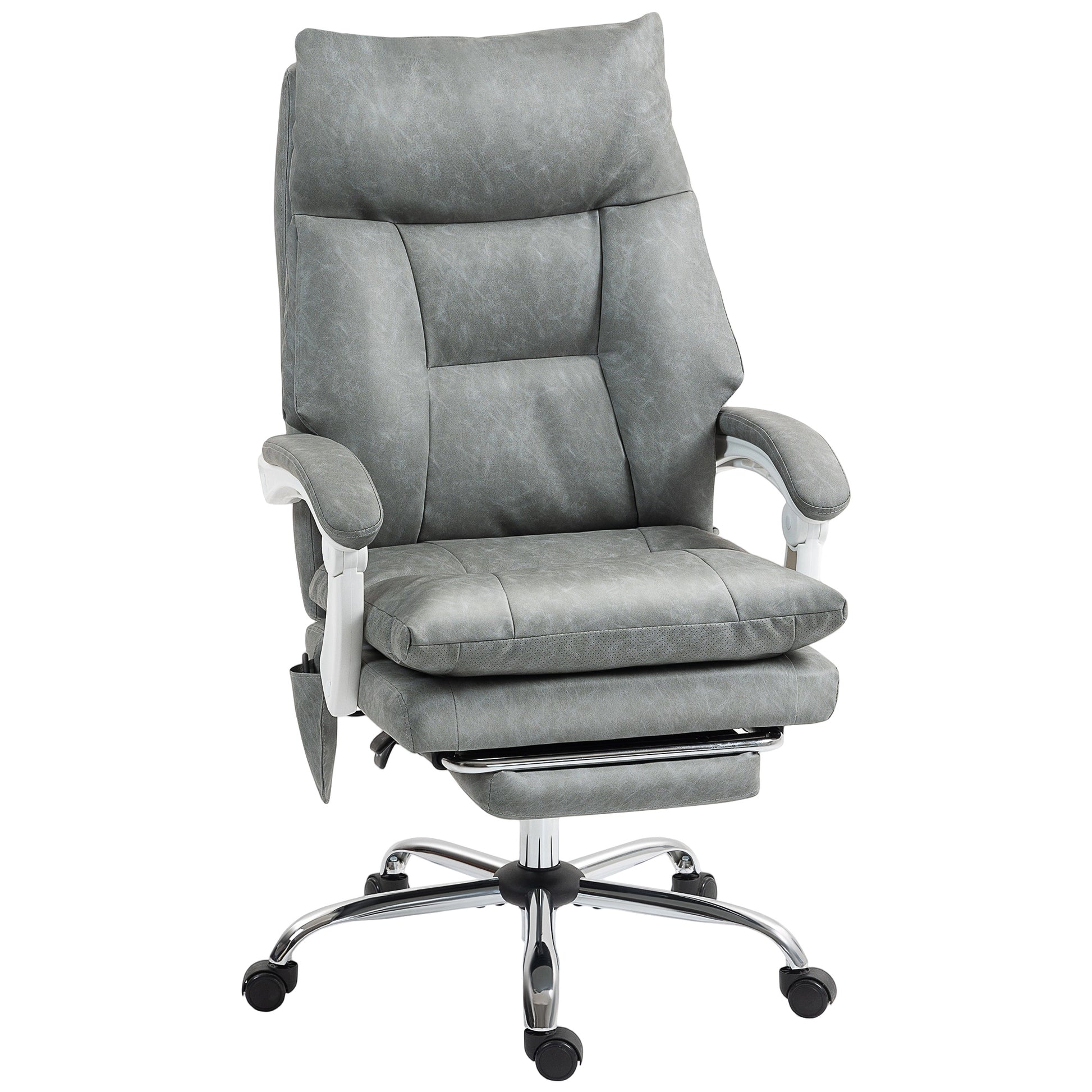 Photo of HOMCOM Faux Leather Office Chair, with Inflatable Lumbar - Grey in Grey colour on a white background
