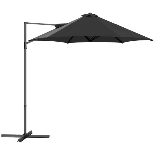 Photo of Outsunny 2.5m Rotating Cantilever Parasol - Black in Black colour on a white background