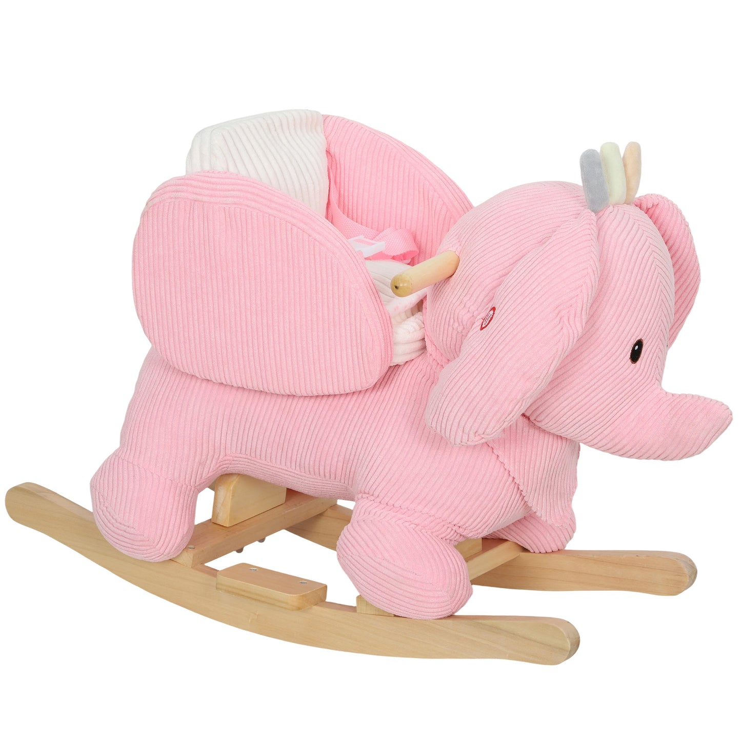 Photo of AIYAPLAY Kids Rocking Horse, Baby Ride on Elephant Rocker with Safety Belt and Sound for Toddlers 18 to 36 Months, Pink in Pink colour on a white background