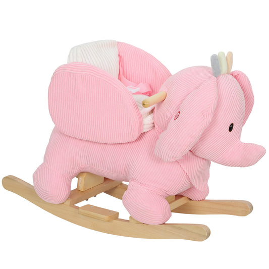 Photo of AIYAPLAY Kids Rocking Horse, Baby Ride on Elephant Rocker with Safety Belt and Sound for Toddlers 18 to 36 Months, Pink in Pink colour on a white background