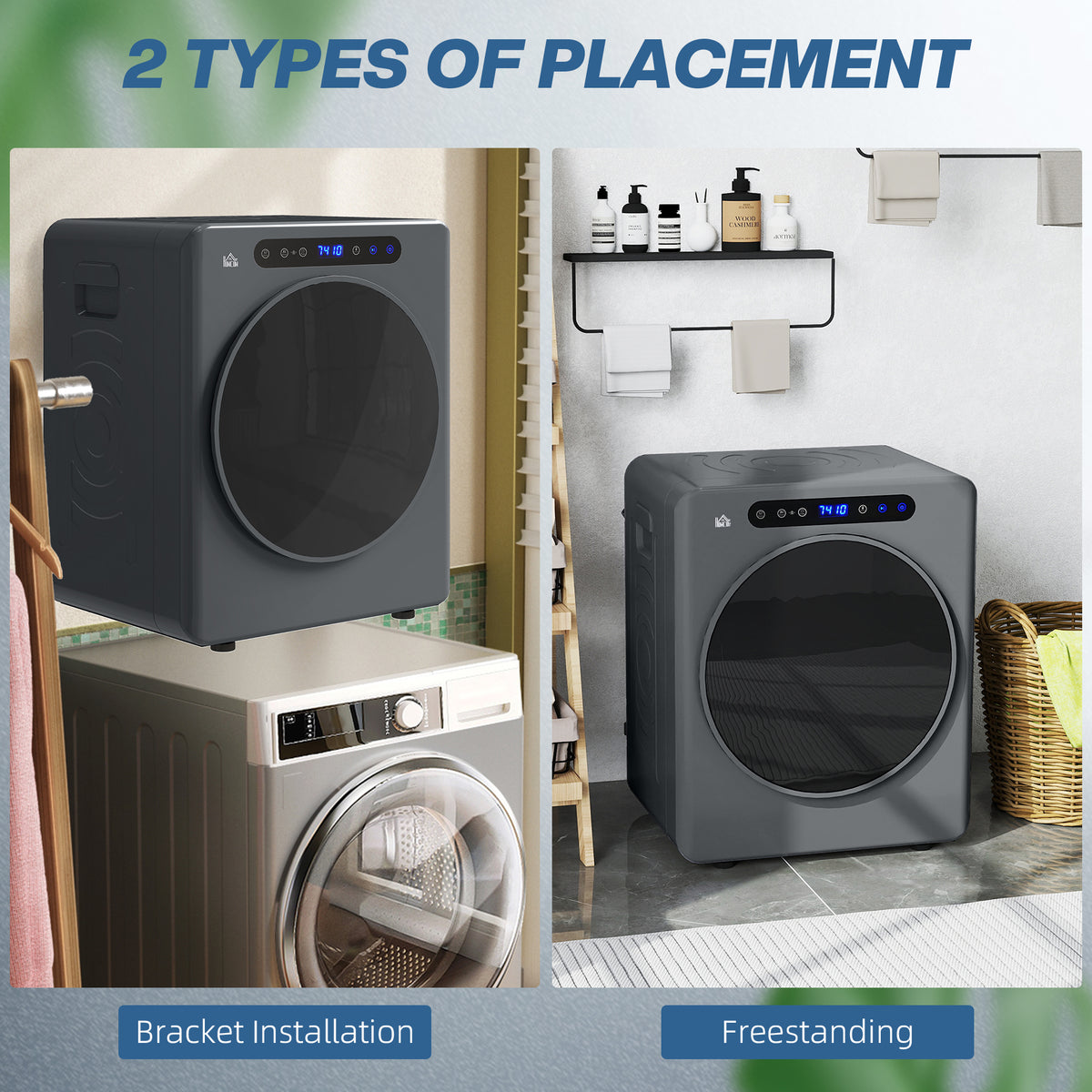 HOMCOM 4kg Compact 40-60℃  Tumble Dryer - Grey