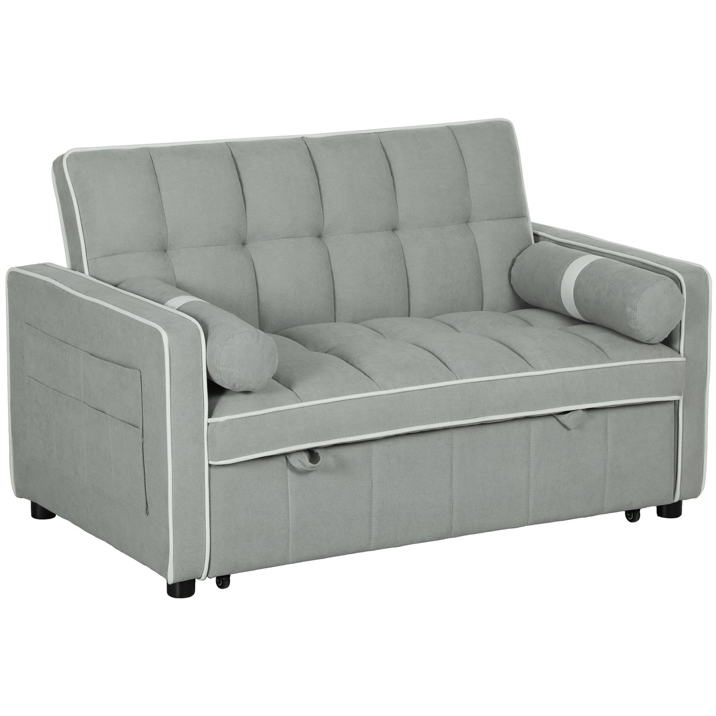 Photo of HOMCOM Two-Seater Linen-Look Sofa Bed - Light Grey in Grey colour on a white background