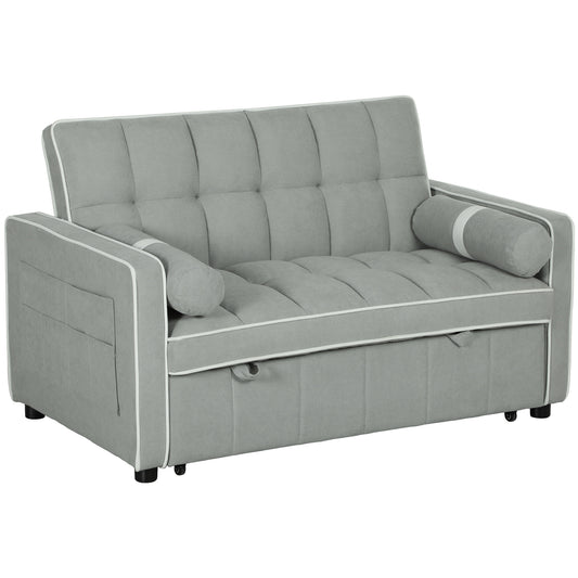 Photo of HOMCOM Two-Seater Linen-Look Sofa Bed - Light Grey in Grey colour on a white background