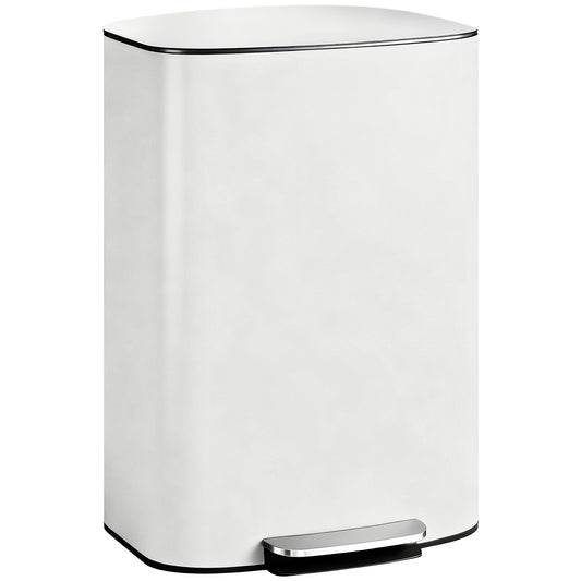 Photo of HOMCOM 50L Kitchen Bin with Soft-Close Lid and Stay-Open Function, Stainless Steel Pedal Bin with Removable Inner Bucket, Carry Handle for Kitchen, Office, Home, Cream in Cream colour on a white background