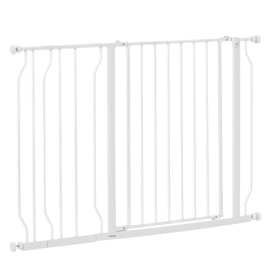 Photo of PawHut Wide Dog Safety Gate, with Door Pressure, for Doorways, Hallways, Staircases - White in White colour on a white background