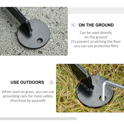 Black hammock stand base plate with ground stake hole for floor or outdoor use