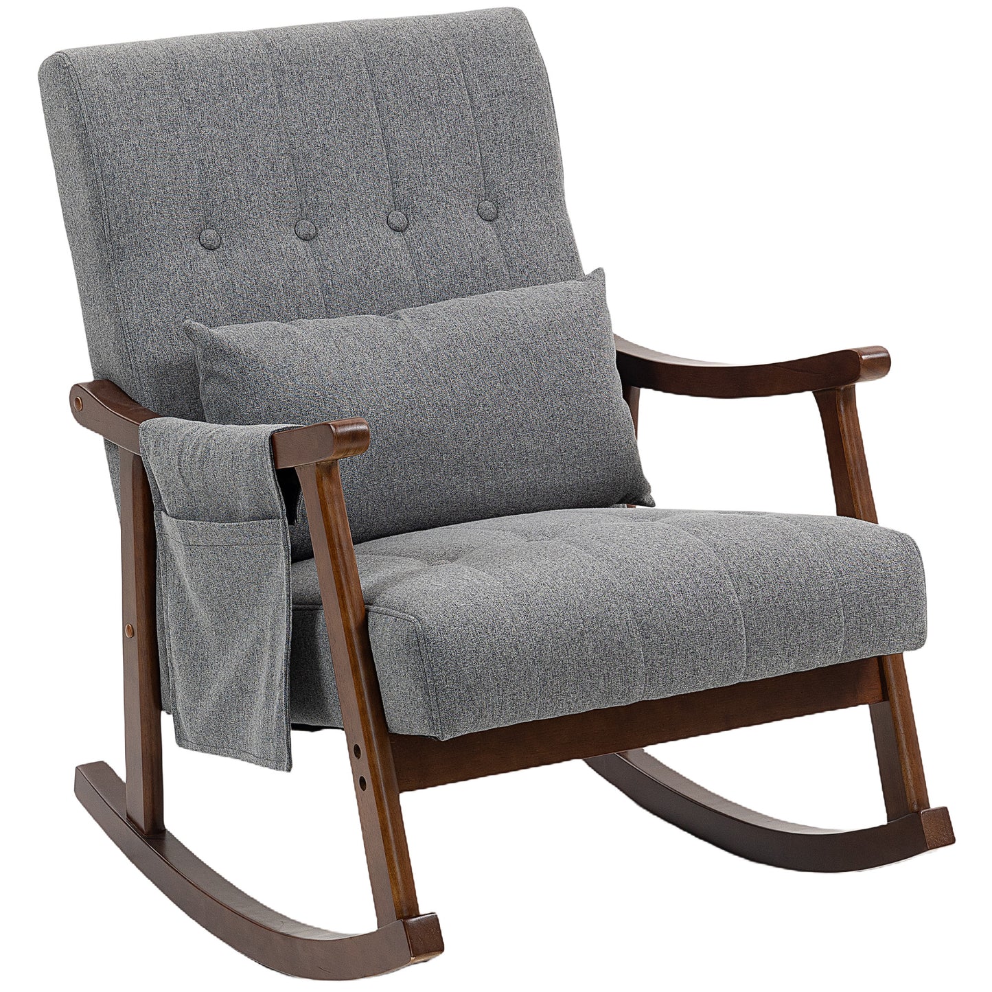 Photo of HOMCOM Wood Frame Rocking Accent Chair - Grey in Grey colour on a white background