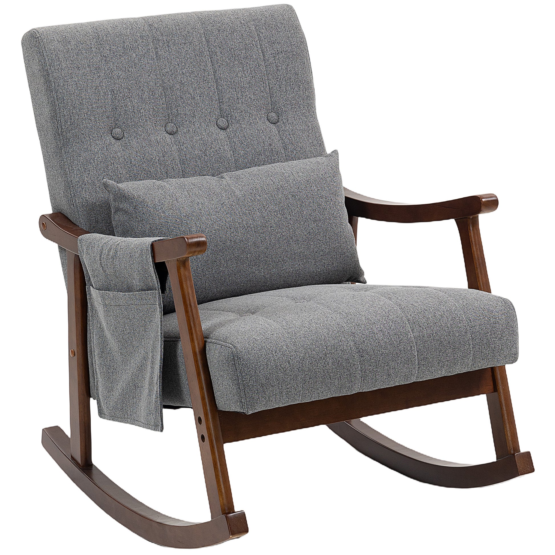 Photo of HOMCOM Wood Frame Rocking Accent Chair - Grey in Grey colour on a white background