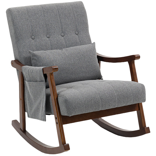 Photo of HOMCOM Wood Frame Rocking Accent Chair - Grey in Grey colour on a white background