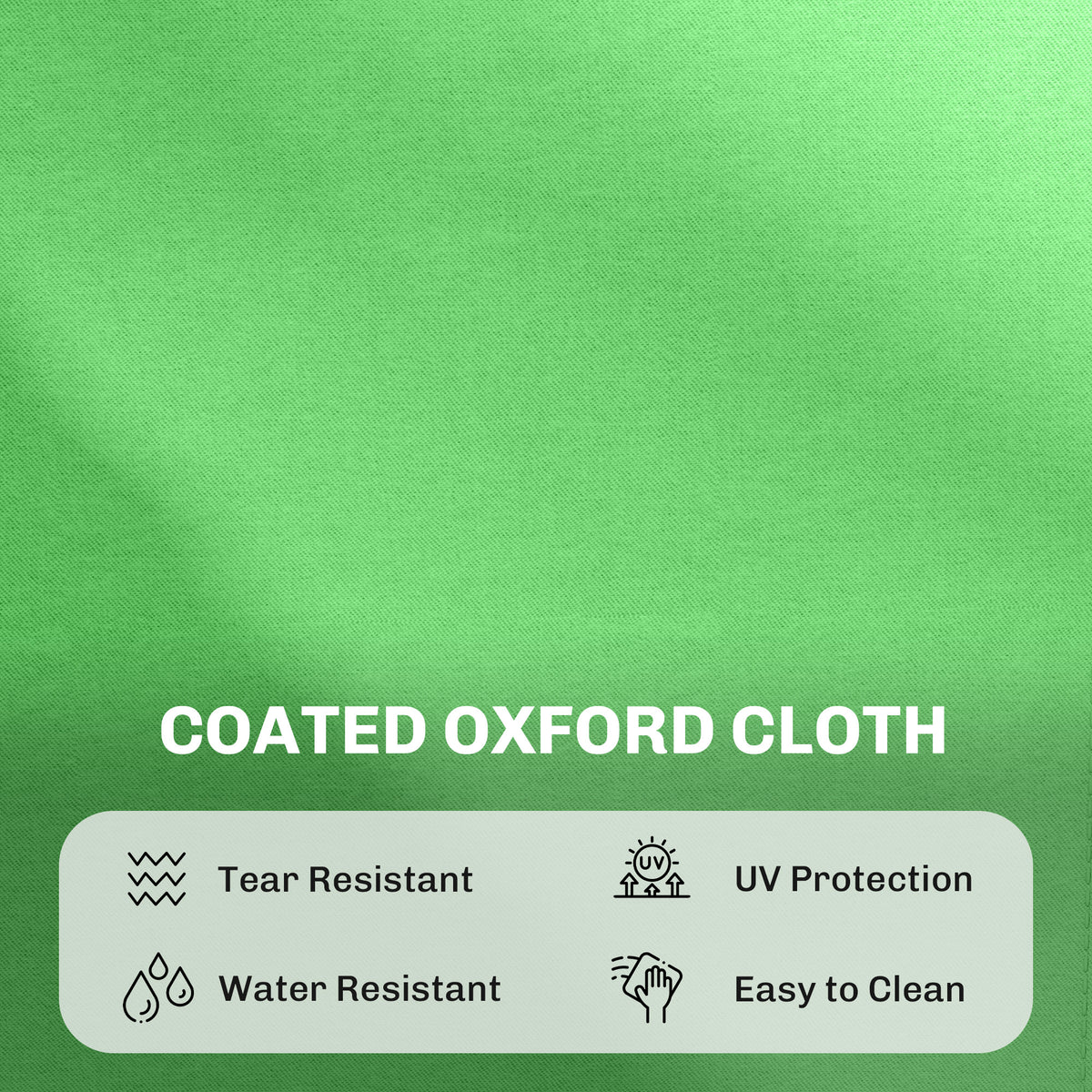 Close-up of the green coated Oxford cloth lounger fabric.