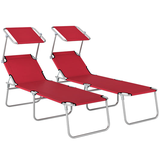 Photo of Outsunny Outdoor Foldable Sun Lounger Set of 2, 4 Level Adjustable Backrest Reclining Sun Lounger Chair with Angle in Angle colour on a white background
