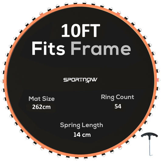 Photo of SPORTNOW Trampoline Replacement Mat with Spring Pull Tool, 54 V-Hooks, for 10ft Trampoline using 14cm Springs, Orange in Orange colour on a white background
