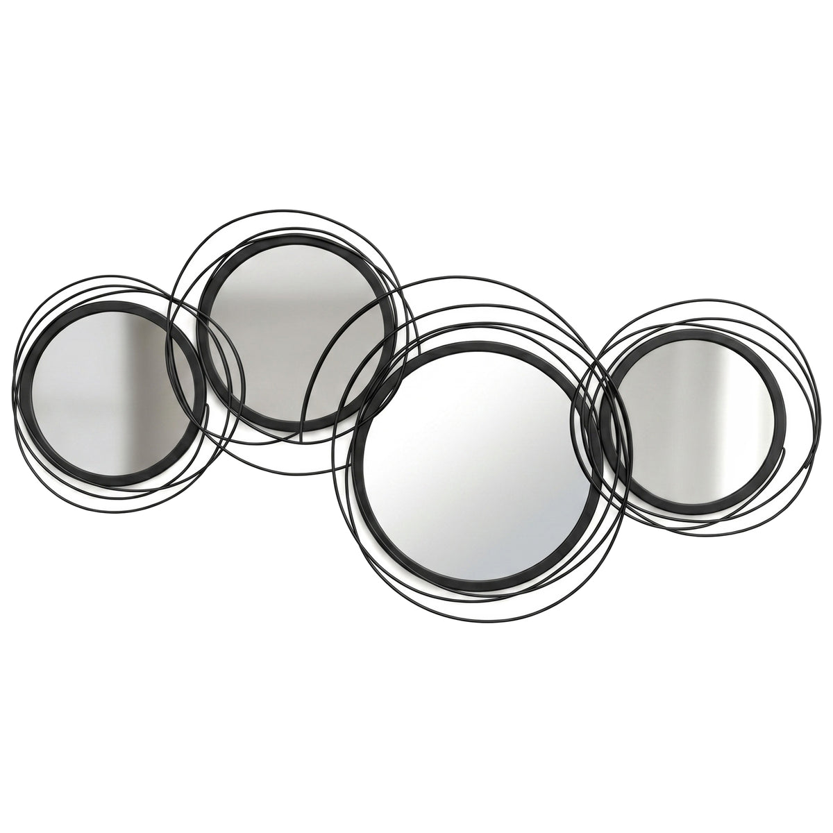 Photo of HOMCOM Metal Wall Art 56cm Modern Decorative Mirror Decor for Living Room Bedroom Dining Room, Black in Black colour on a white background