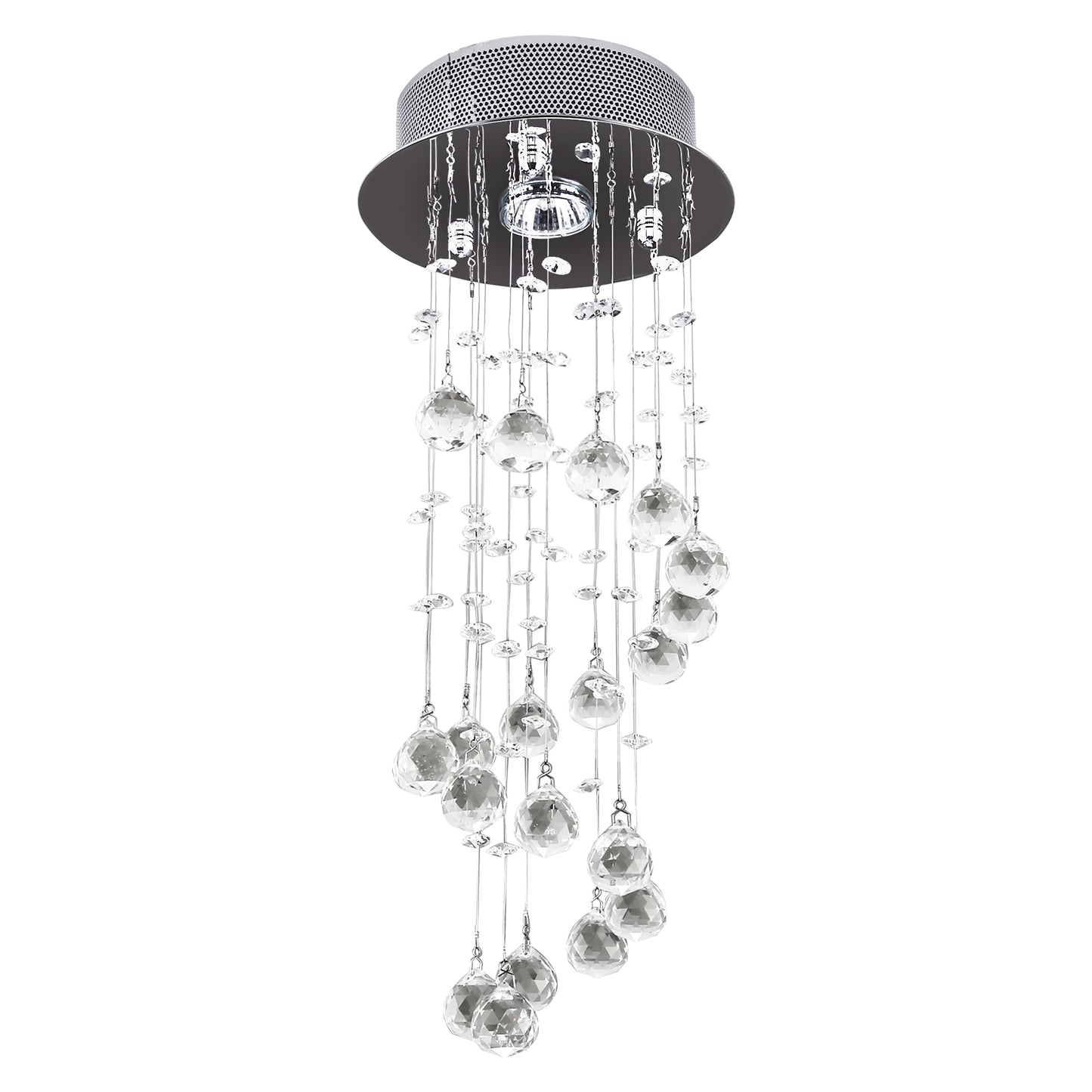 Photo of HOMCOM Metal Crystal Ceiling Light Chandelier Elegant Pendant Lamp Living Room Stairway Spiral Rain Drop Pendant Lamp Silver in Silver colour on a white background