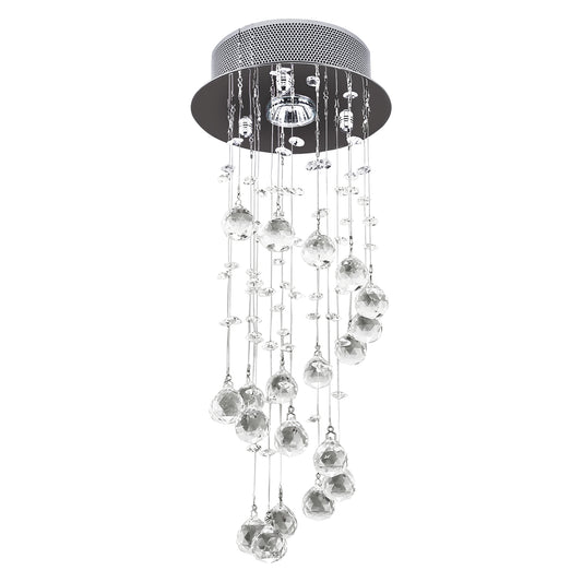 Photo of HOMCOM Metal Crystal Ceiling Light Chandelier Elegant Pendant Lamp Living Room Stairway Spiral Rain Drop Pendant Lamp Silver in Silver colour on a white background