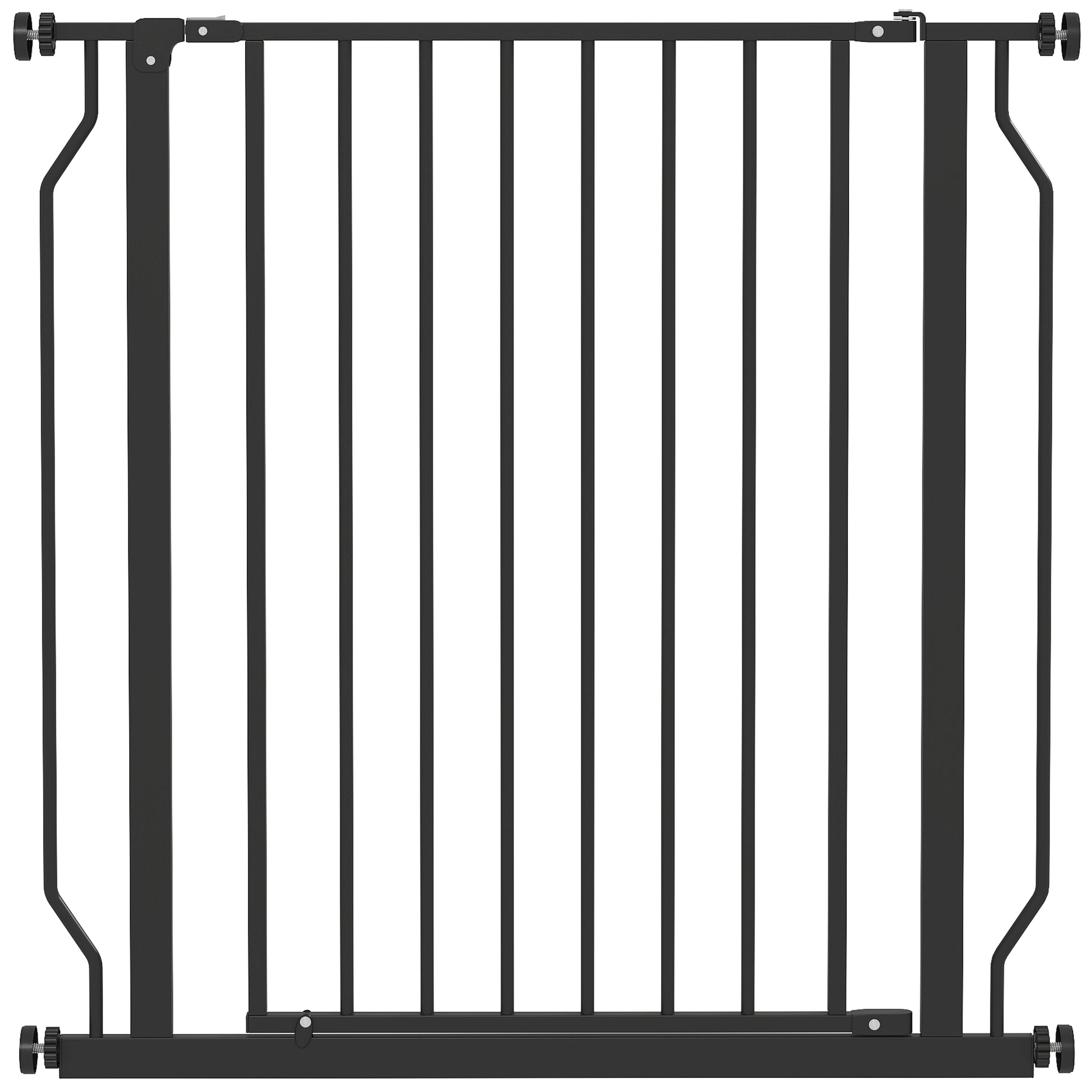 Photo of PawHut Extra Wide Dog Gate, with Door Pressure, for Doorways, Hallways, Staircases - Black in Black colour on a white background