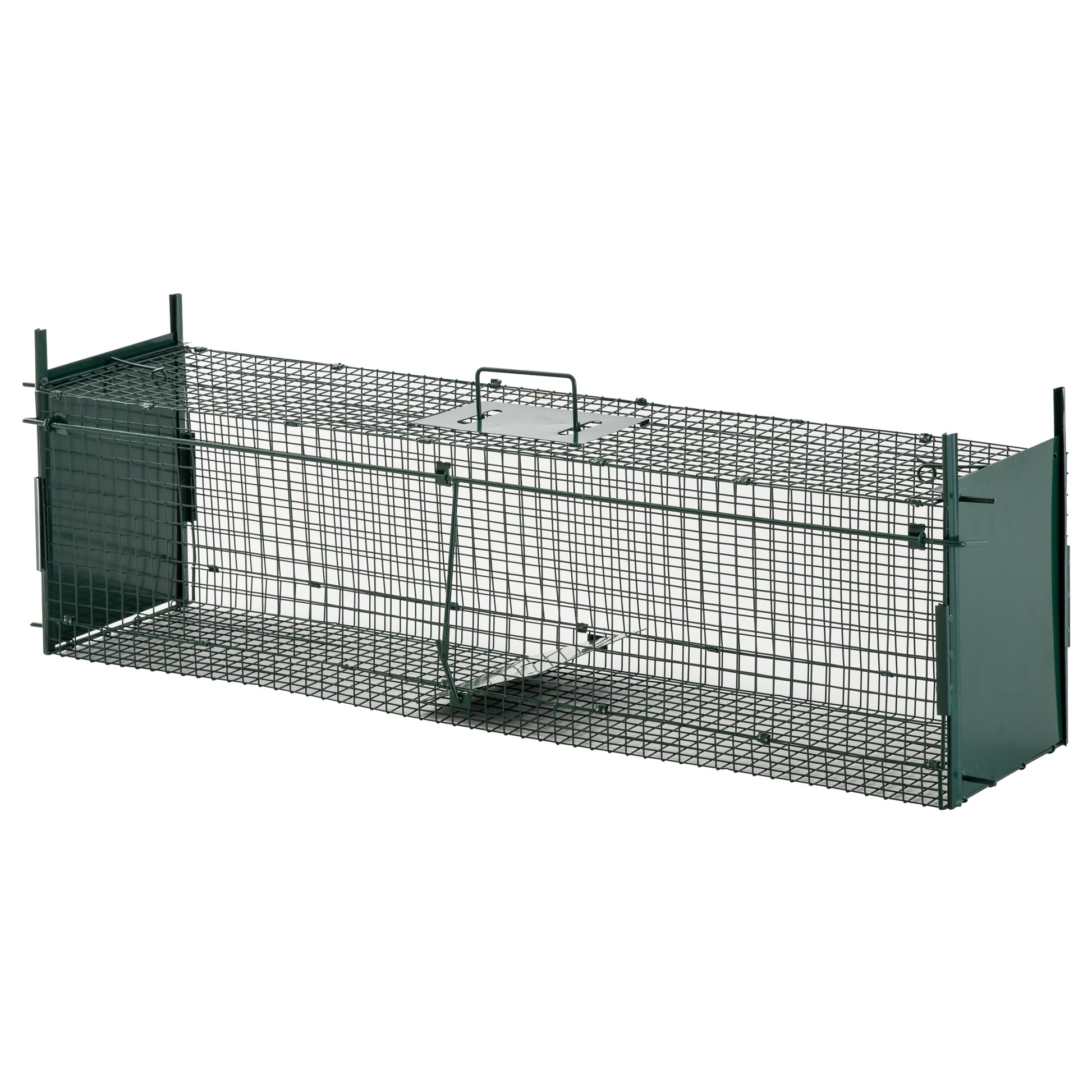 Photo of PawHut Two-Door Live Trap for Small Animals, Animal Trap for Rat, Mice - Dark Green in Green colour on a white background