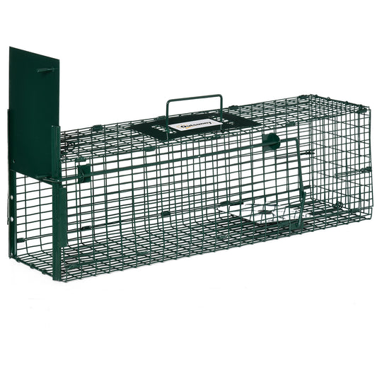 Photo of Outsunny Metal Rat Trap with Single Door, for Small Animals, Dark Green in Green colour on a white background