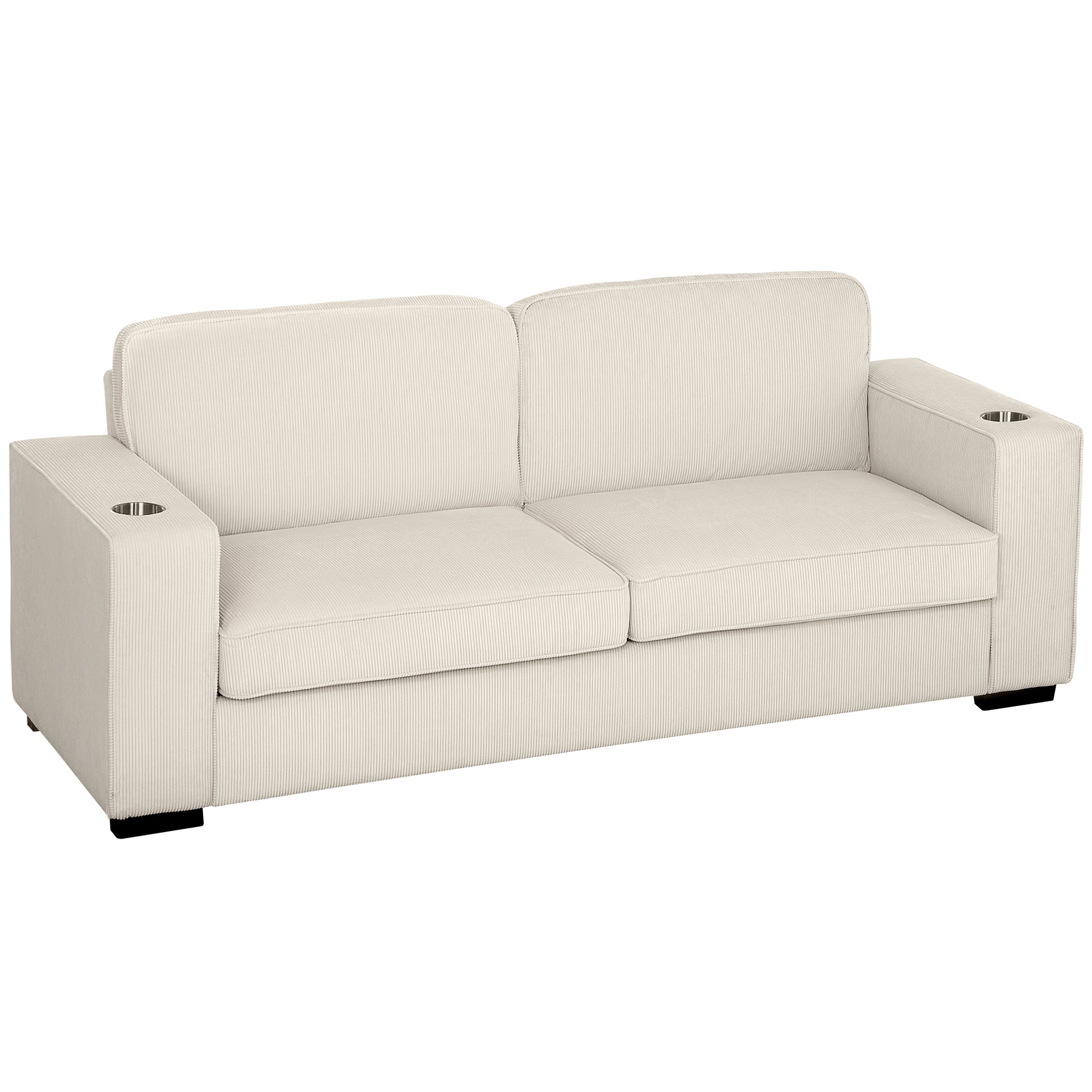 Photo of HOMCOM Three-Seater Corduroy Sofa - Cream White in White colour on a white background