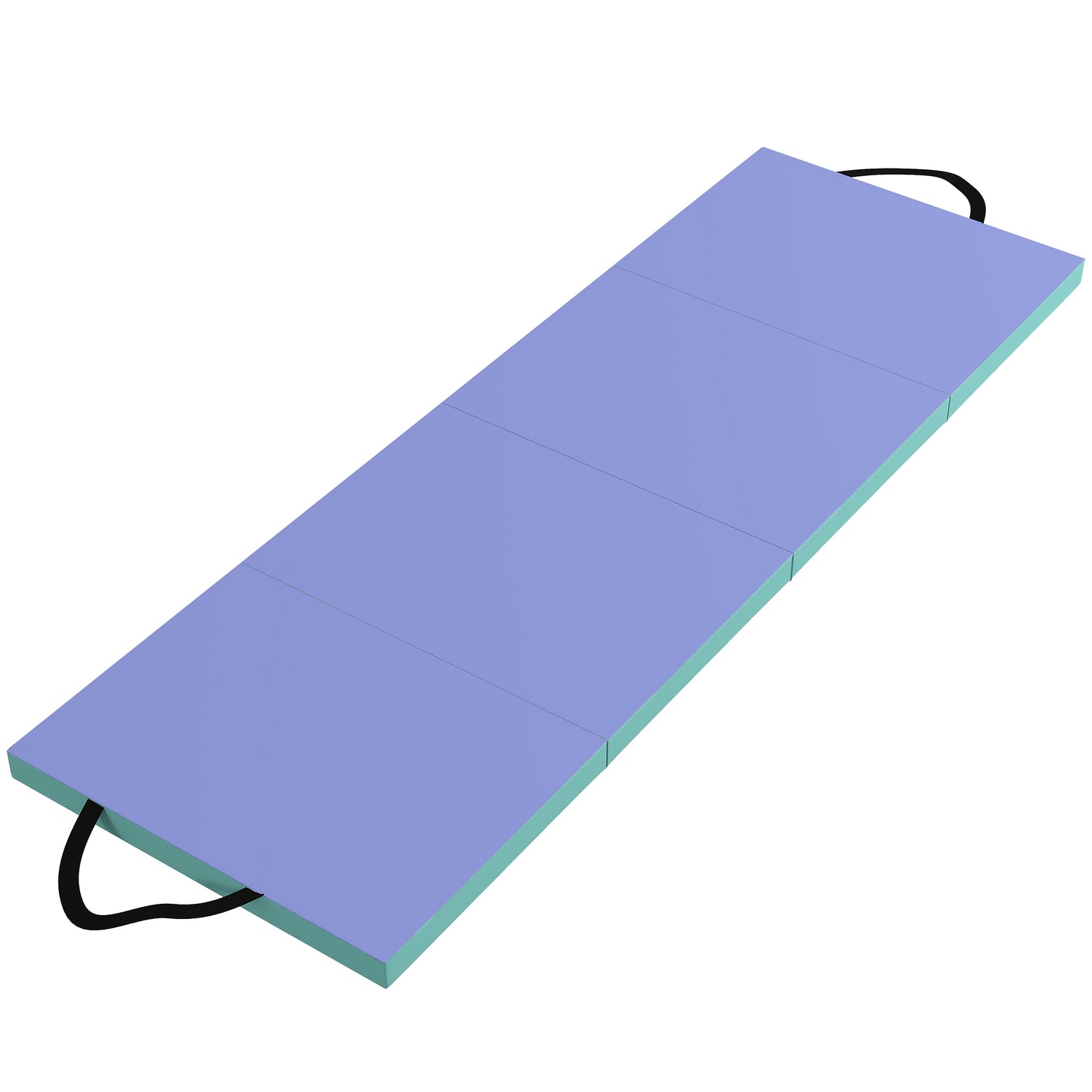 Photo of SPORTNOW Foldable Gymnastics Mat, 6 ft Long & Four Folding Thick Exercise Tumbling Mat with Carrying Handles, Green & Purple in Purple colour on a white background