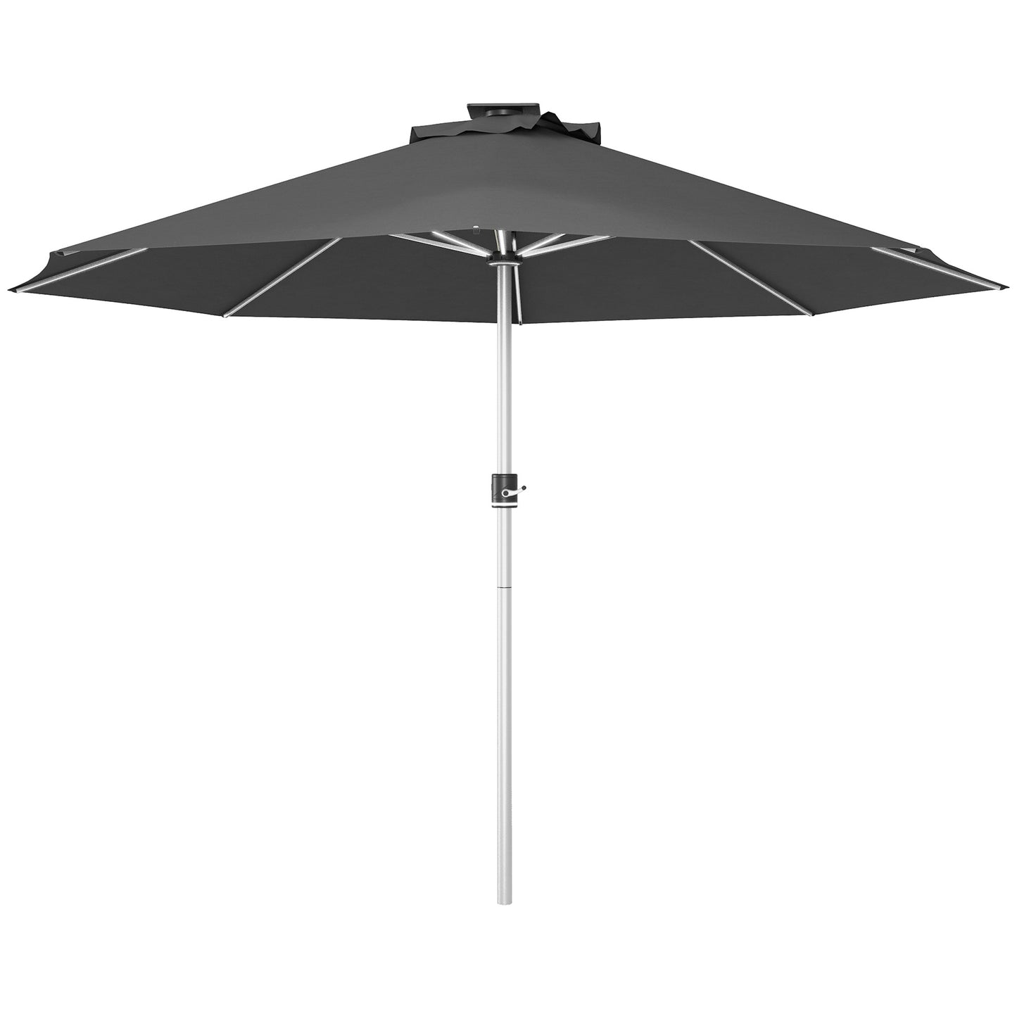Photo of Outsunny 3m Parasol, with Solar-Powered LED Lights - Grey in Grey colour on a white background