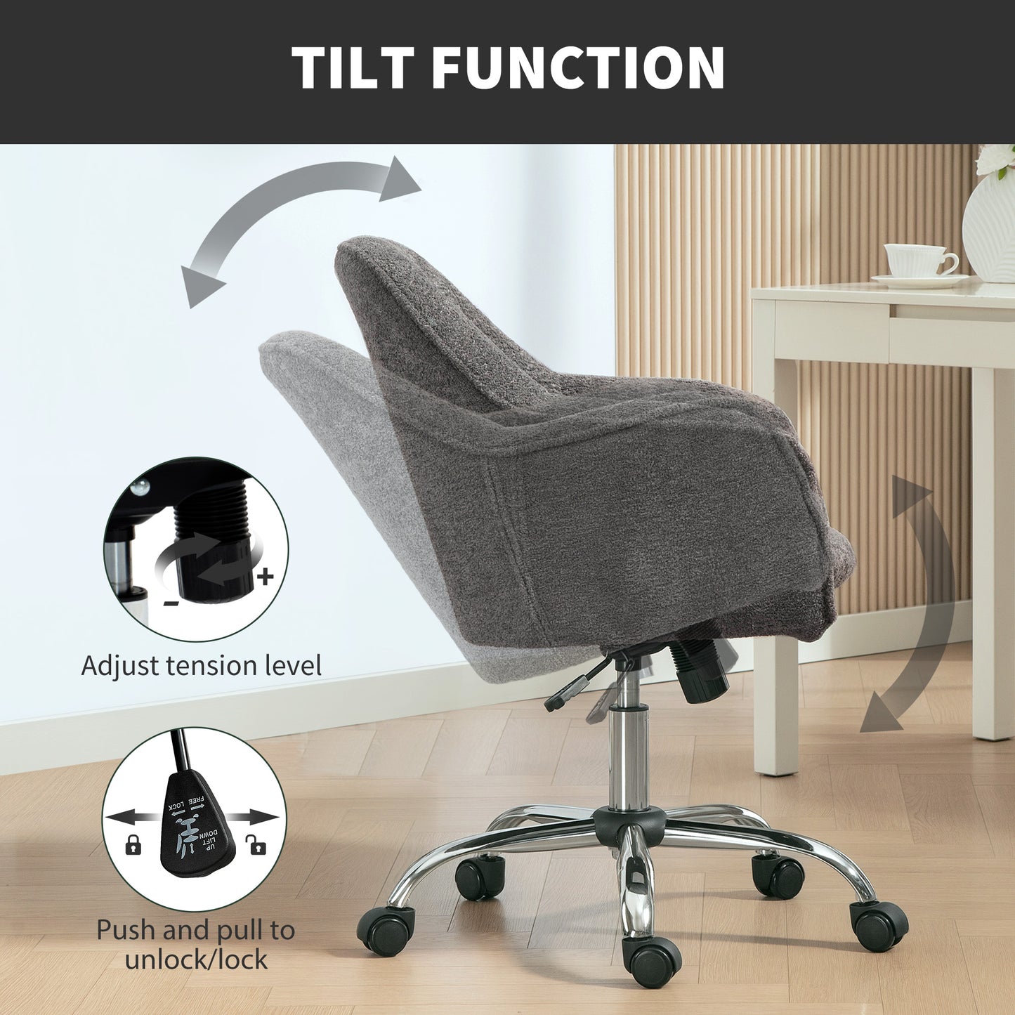 HOMCOM Snow Flannel Office Chair - Grey