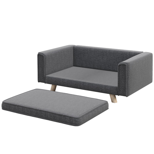 Photo of PawHut Elevated Dog Sofa Bed, with Cushion, for Medium and Small Dogs, Grey in Grey colour on a white background
