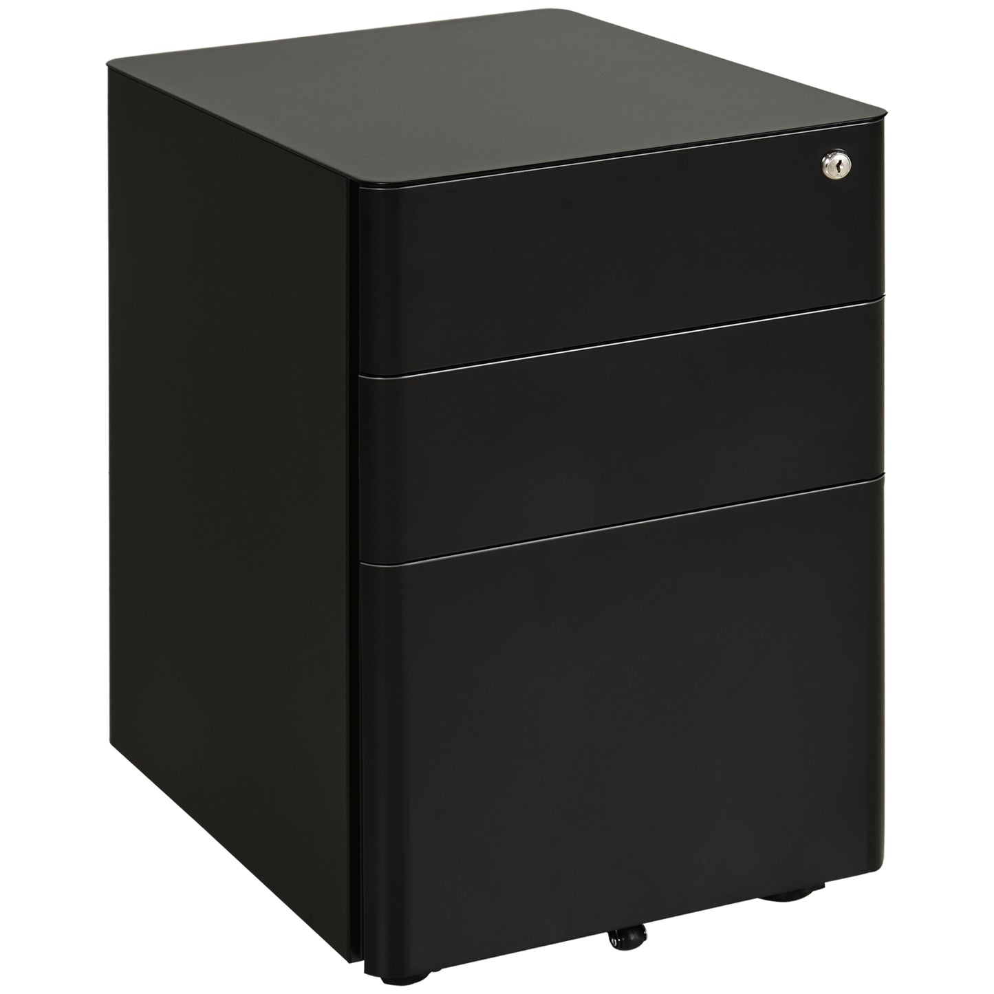 Photo of Vinsetto Lockable Cabinet, Rolling Filing Cabinet with 3 Drawers, Steel Office Drawer Unit for A4, Letter, Legal Sized Files in Files colour on a white background