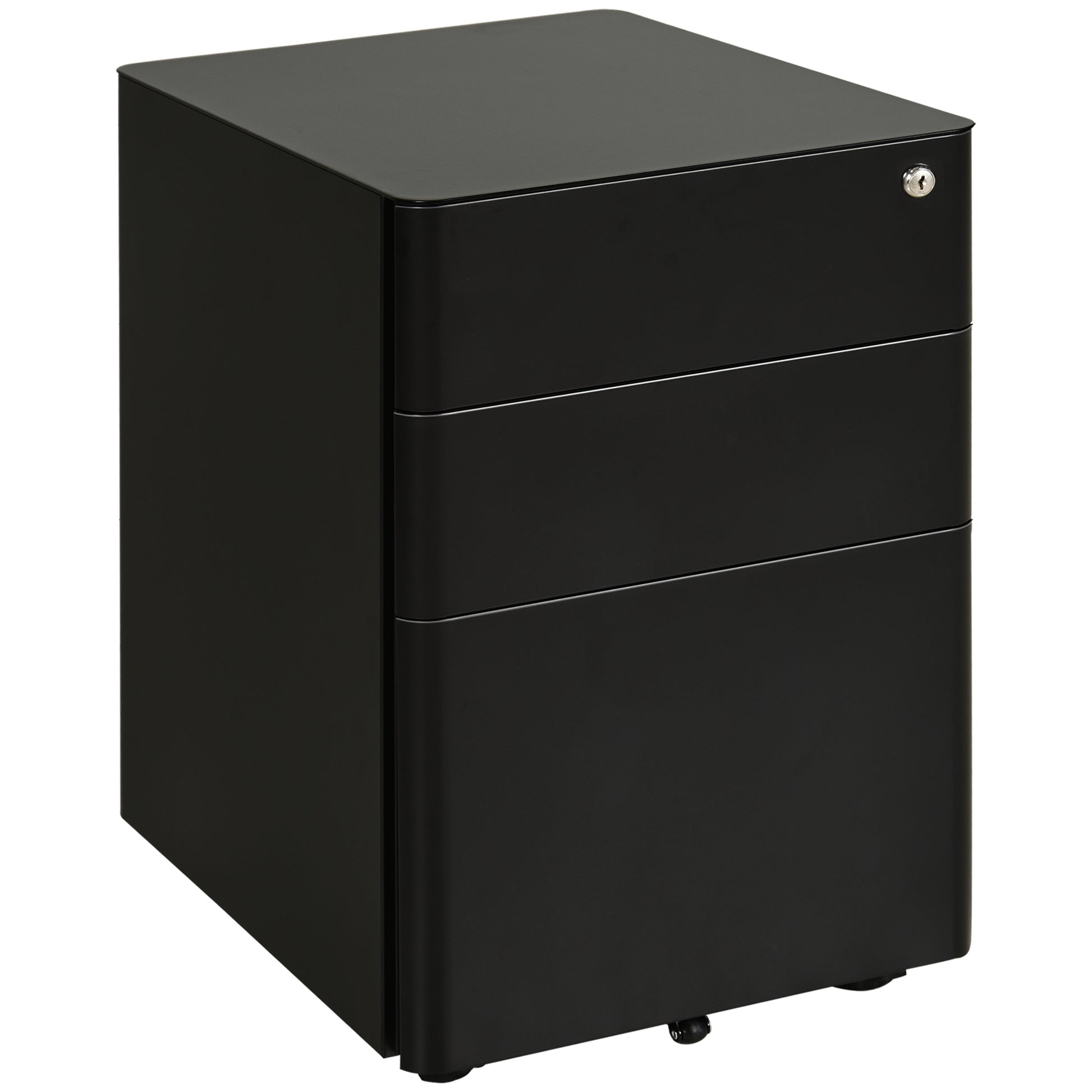 Photo of Vinsetto Lockable Cabinet, Rolling Filing Cabinet with 3 Drawers, Steel Office Drawer Unit for A4, Letter, Legal Sized Files in Files colour on a white background