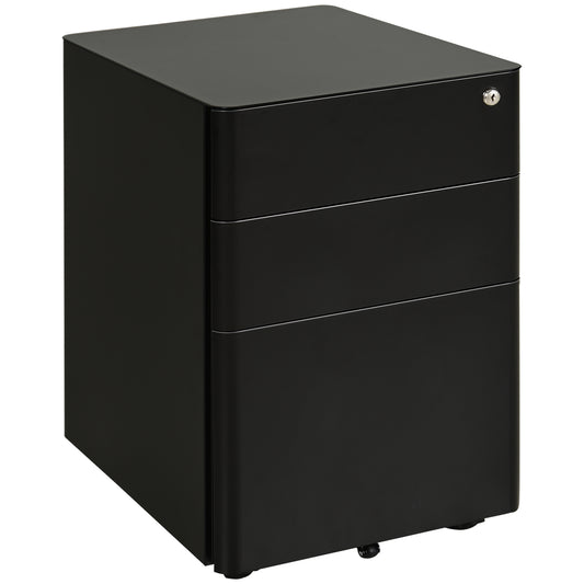 Photo of Vinsetto Lockable Cabinet, Rolling Filing Cabinet with 3 Drawers, Steel Office Drawer Unit for A4, Letter, Legal Sized Files in Files colour on a white background