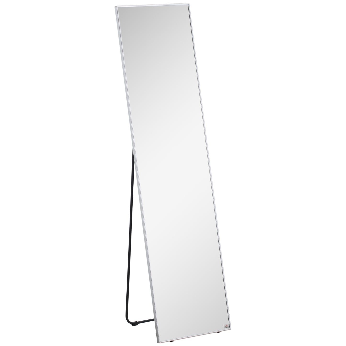 Photo of HOMCOM Full Length Mirror Wall-Mounted, 160 x 40 cm Freestanding Rectangle Dressing Mirror for Bedroom, Living Room, Silver Frame in Frame colour on a white background