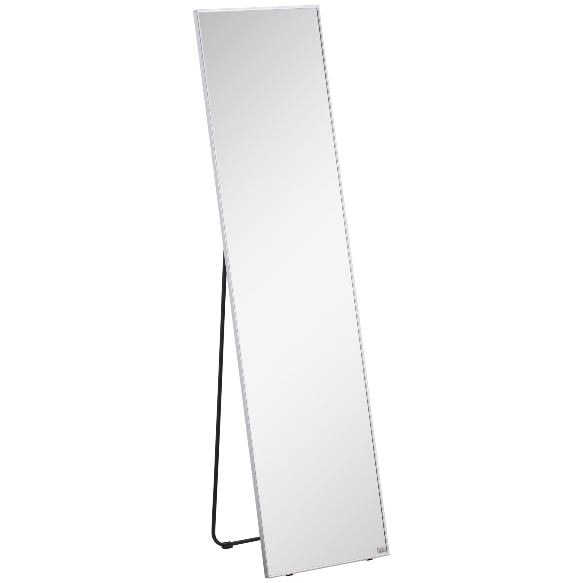 Photo of HOMCOM Full Length Mirror Wall-Mounted, 160 x 40 cm Freestanding Rectangle Dressing Mirror for Bedroom, Living Room, Silver Frame in Frame colour on a white background