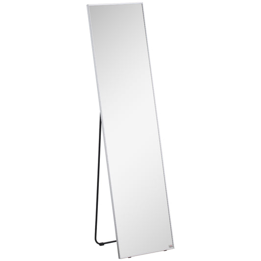Photo of HOMCOM Full Length Mirror Wall-Mounted, 160 x 40 cm Freestanding Rectangle Dressing Mirror for Bedroom, Living Room, Silver Frame in Frame colour on a white background