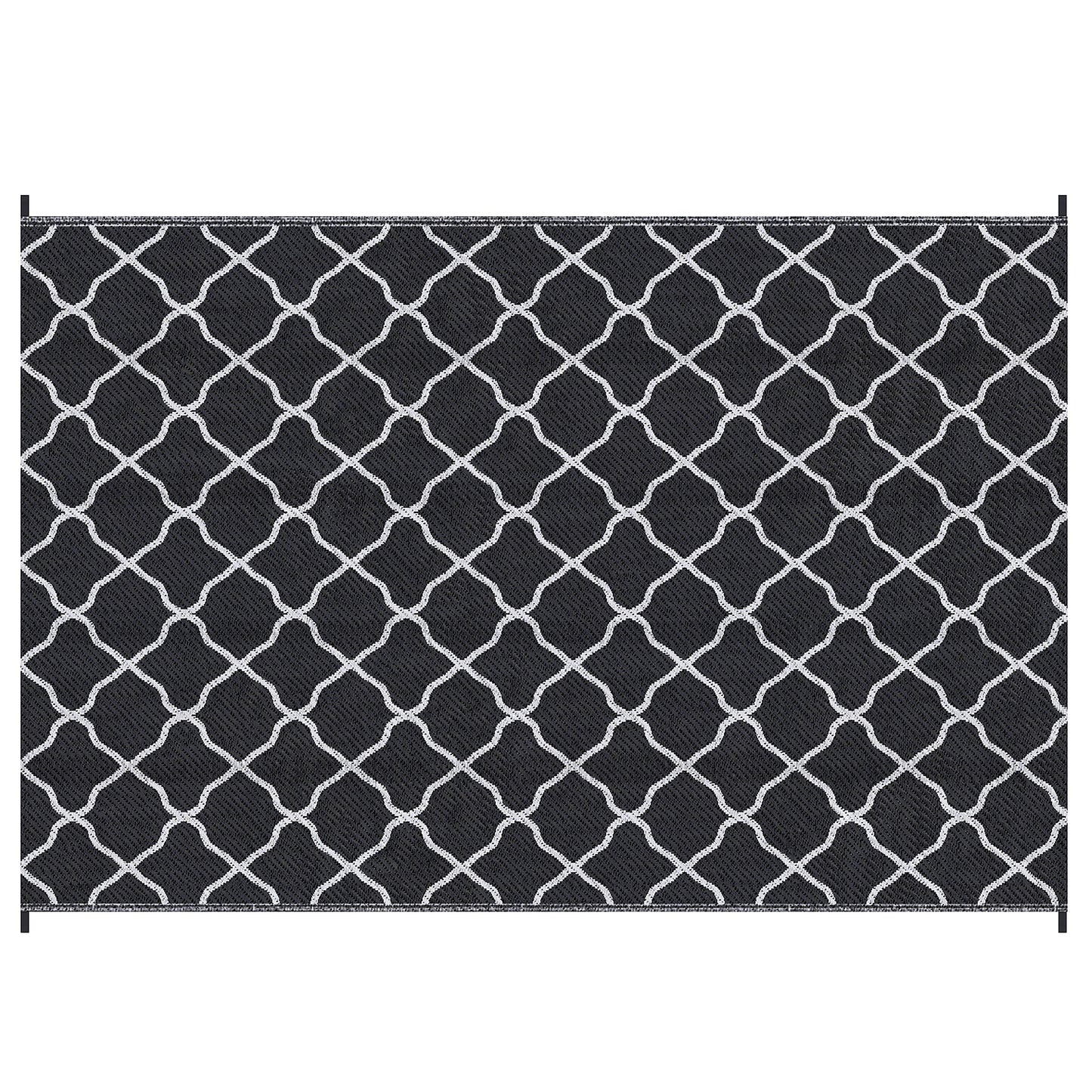 Photo of Outsunny Reversible Outdoor Rug, Plastic Straw Mat w/ Carry Bag Ground Stakes for Garden RV Picnic Beach Camping 182x274cm Black in Black colour on a white background