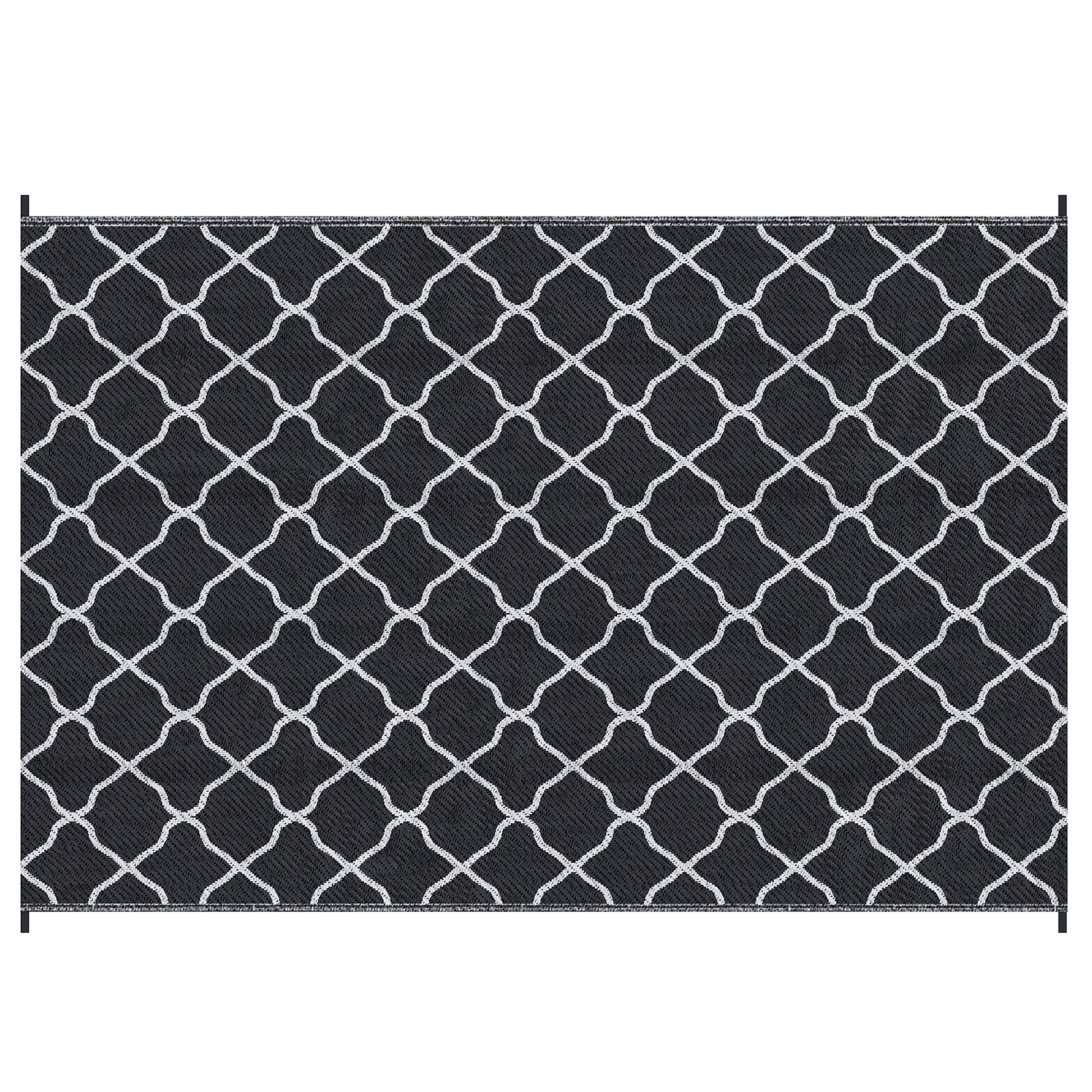 Photo of Outsunny Reversible Outdoor Rug, Plastic Straw Mat w/ Carry Bag Ground Stakes for Garden RV Picnic Beach Camping 182x274cm Black in Black colour on a white background