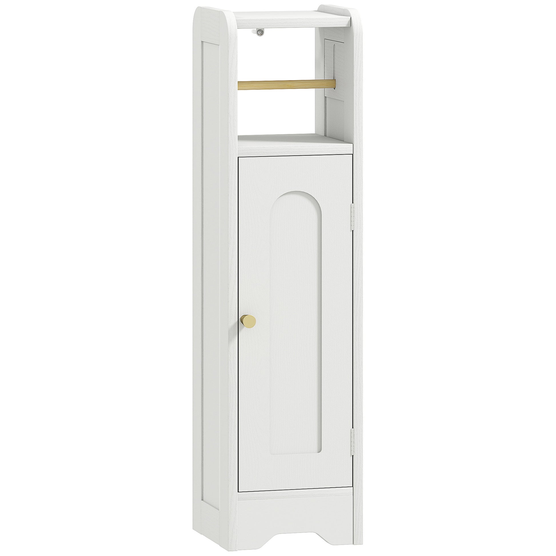 Photo of HOMCOM Small Bathroom Storage Cabinet with Toilet Roll Holder - White in White colour on a white background