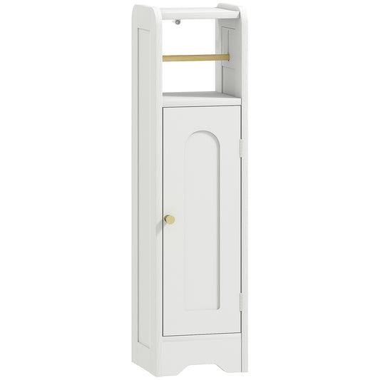 Photo of HOMCOM Small Bathroom Storage Cabinet with Toilet Roll Holder - White in White colour on a white background