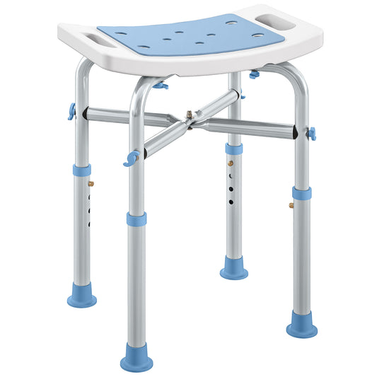 Photo of HOMCOM 44-51.5cm Aluminium Frame Shower/Bath Stool - Light Blue in Blue colour on a white background