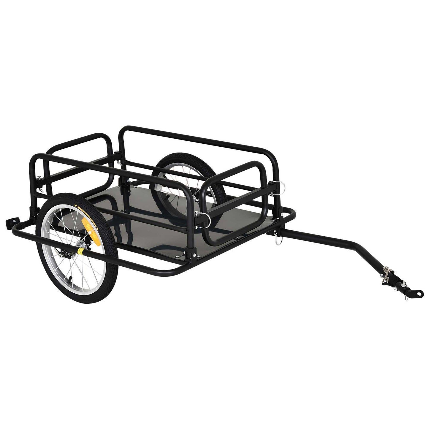 Photo of HOMCOM Bike Cargo Trailer in Steel Frame Extra Bicycle Storage Carrier with Hitch-Black in Hitch-Black colour on a white background