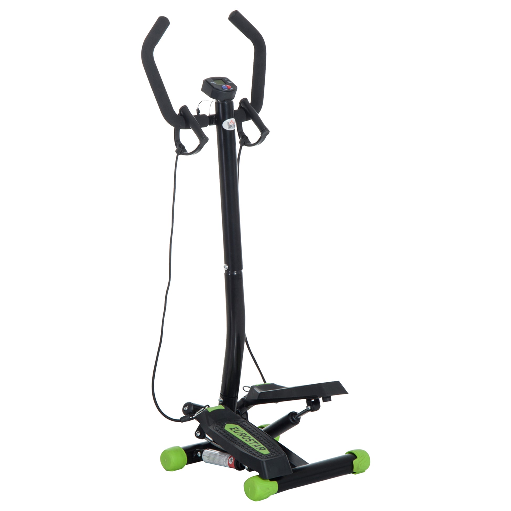 Photo of HOMCOM Twister Stepper, Step Machine w/ Resistance Bands, LCD Display and Handlebar, Steppers for Exercise Workout Home Gym Office in Office colour on a white background