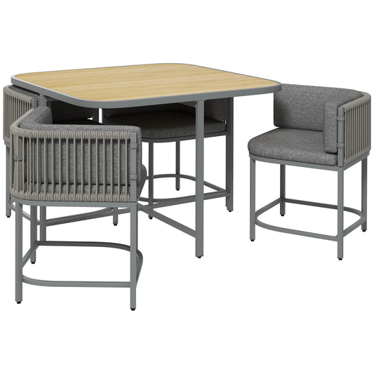 Photo of Outsunny 4-Seater Rattan Cube Garden Furniture Set with Cushions - Grey in Grey colour on a white background