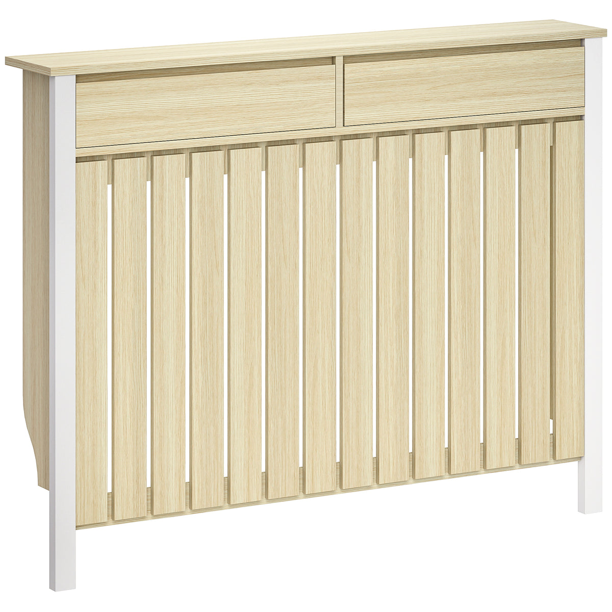 Photo of HOMCOM 93 x 119cm Rustic-Look Radiator Cover - Oak in Oak colour on a white background